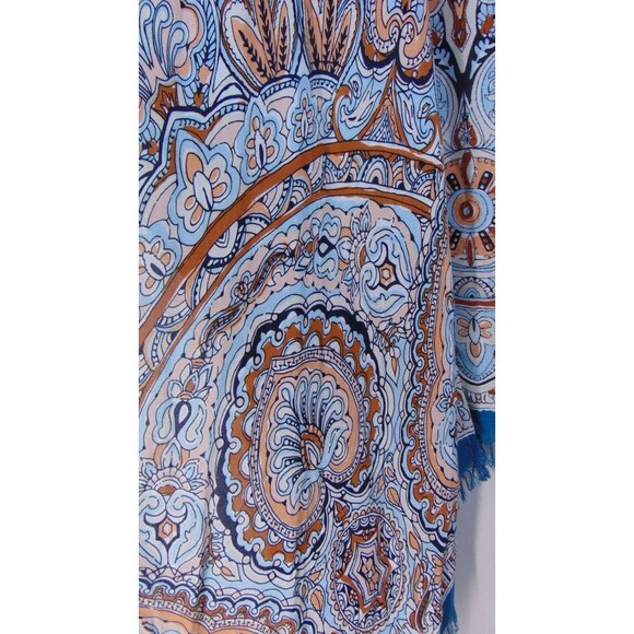 J Jill Paisley Poncho Shawl Womens One Size Open Front Fringe Boho Wrap - Picture 8 of 12